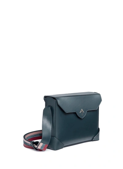 Shop Manu Atelier 'bold' Stripe Shoulder Strap Leather Messenger Bag