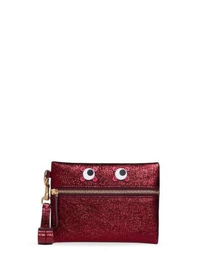 Shop Anya Hindmarch 'circulus' Eyes Crinkled Metallic Leather Small Zip Pouch