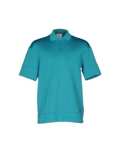 Shop Versace Polo Shirts In Turquoise