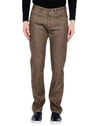 Shop Incotex Denim Pants In Khaki