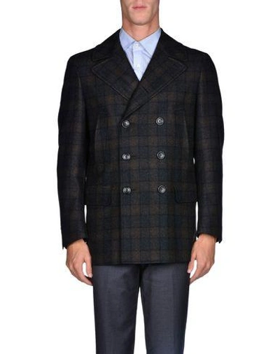 Shop Canali Coat In Dark Brown