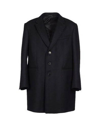 Shop Armani Collezioni Coat In Dark Blue