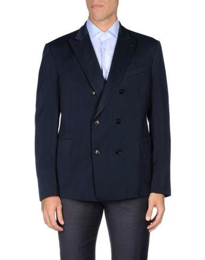 Shop Armani Collezioni Blazer In Dark Blue