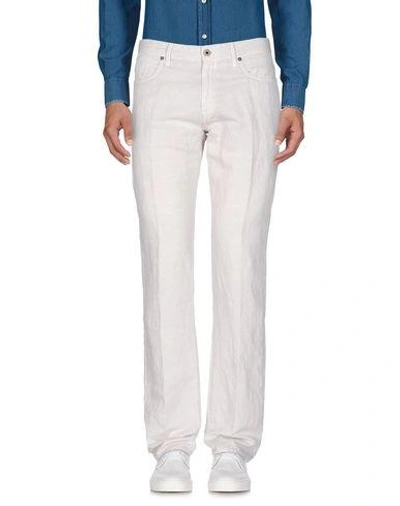 Shop Incotex Man Pants Ivory Size 34 Linen, Cotton In White
