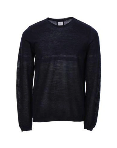 Shop Armani Collezioni Sweaters In Dark Blue