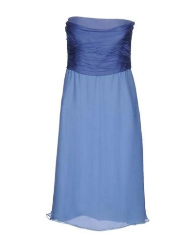 Shop Armani Collezioni Knee-length Dresses In Pastel Blue
