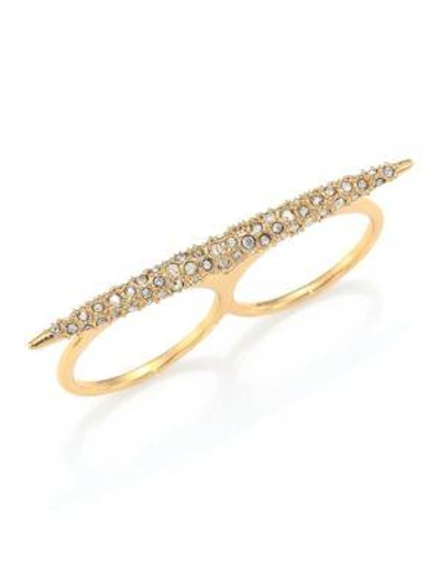 Shop Alexis Bittar Miss Havisham Liquid Pav&eacute; Crystal Two-finger Ring/goldtone