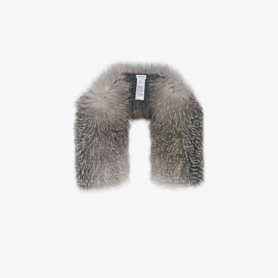 Shop Inverni Knitted Cashmere Fox Fur Stole In Grey