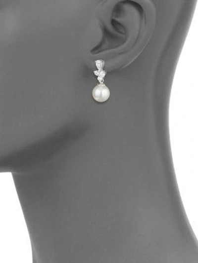 Shop Majorica Women's 10mm White Pearl & Crystal Drop Earrings