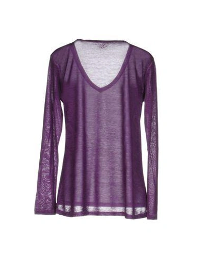 Shop Majestic T-shirts In Purple
