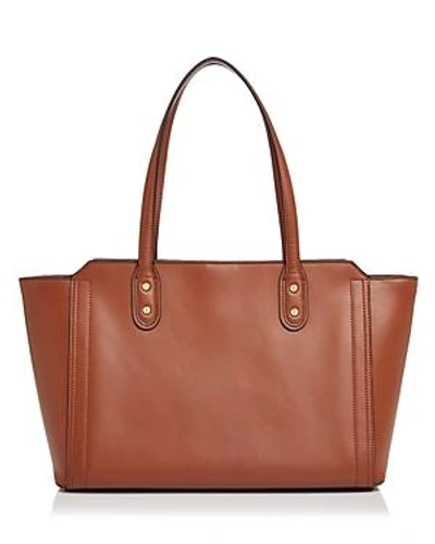 Shop Ivanka Trump Soho Top Zip Leather Tote In Luggage Brown/gold