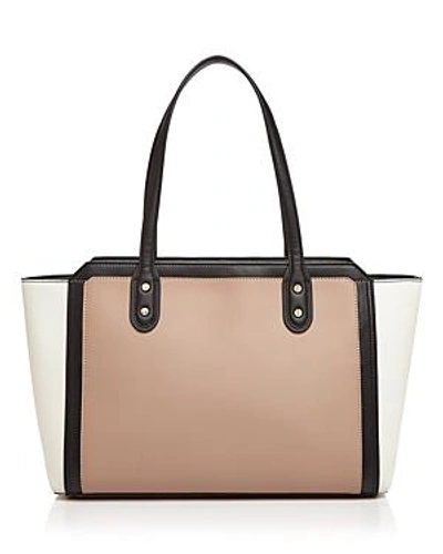 Shop Ivanka Trump Soho Top Zip Color Block Leather Tote In Taupe Brown Multi/gold