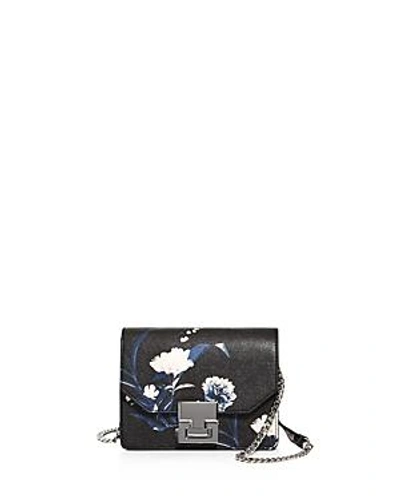 Shop Ivanka Trump Hopewell Floral Mini Saffiano Leather Crossbody In Black Floral Multi/silver