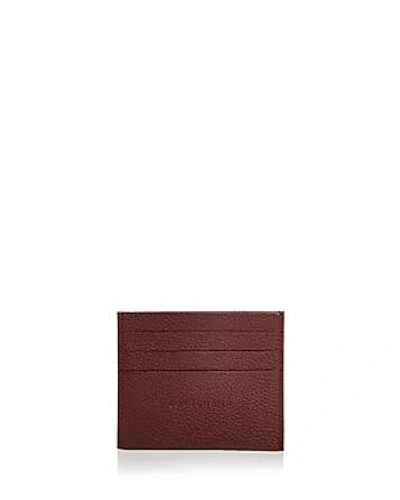 Shop Longchamp Le Foulonne Leather Card Case In Red Lacquer