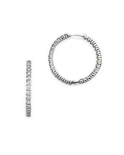 Shop Roberto Coin 18 Kt. White Gold/diamond Hoop Earrings, 30 Mm