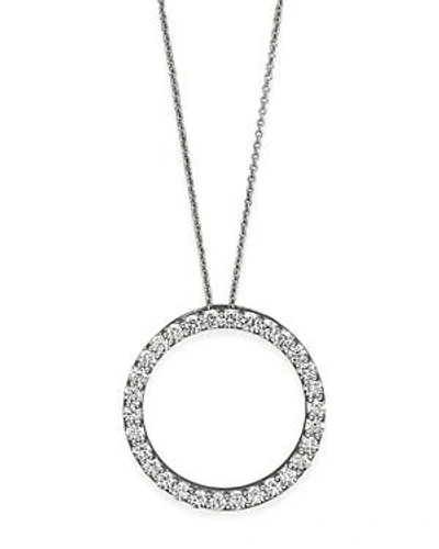 Shop Roberto Coin 18k White Gold And Diamond Large Circle Necklace, 16
