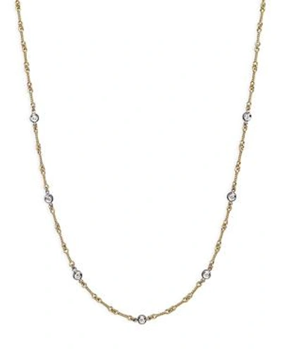 Shop Roberto Coin 18k Yellow And White Gold Diamond Station Necklace, 16