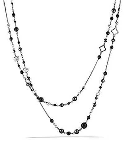 Shop David Yurman Dy Elements Chain Necklace With Black Onyx & Hematine In Silver