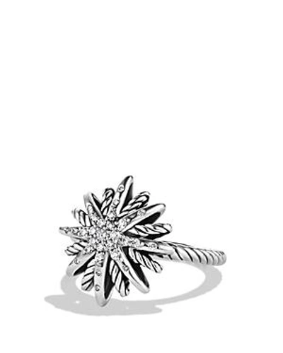 Shop David Yurman Starbust Ring With Diamonds In Silver