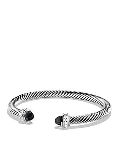 Shop David Yurman Cable Classics Bracelet With Black Onyx & Diamonds In Silver