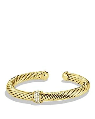 Shop David Yurman Cable Classics Bracelet In Gold With Diamonds In Yellow Gold
