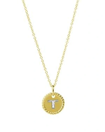Shop David Yurman Cable Collectibles Initial Pendant With Diamonds In Gold On Chain, 16-18 In T