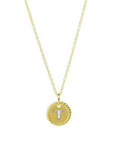 David Yurman Cable Collectibles Initial Pendant With Diamonds In Gold On Chain, 16-18