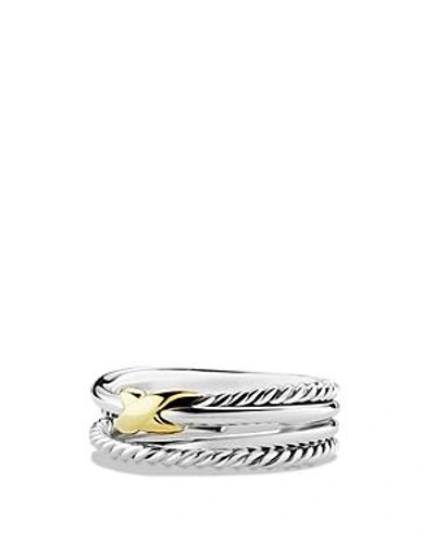 Shop David Yurman X Crossover Ring In Silver/yellow Gold