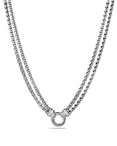 Shop David Yurman Double Wheat Chain Necklace With Diamonds, 16 In Silver