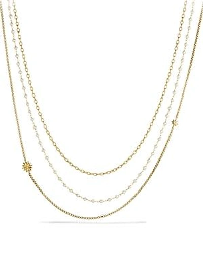 Shop David Yurman Starburst Chain Necklace With Pearls In Gold