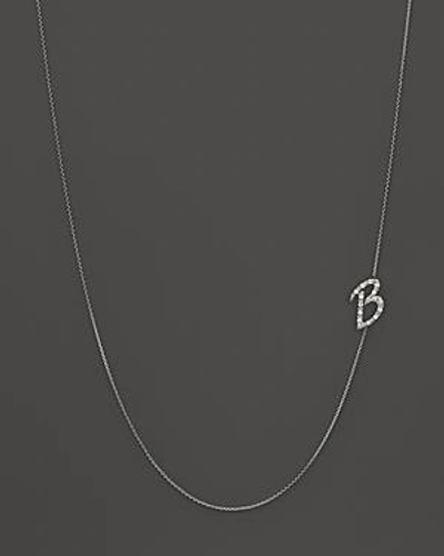 Shop Kc Designs Diamond Side Initial B Necklace In 14k White Gold, .09 Ct. T.w.