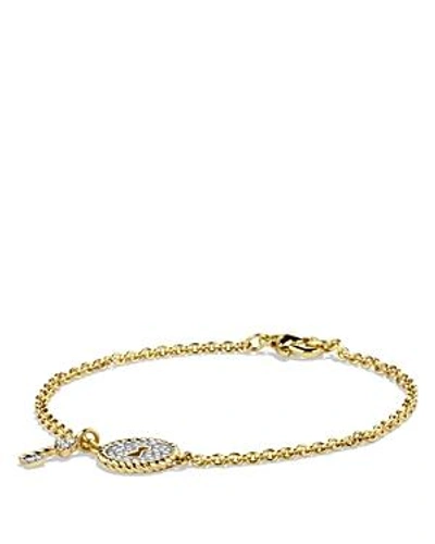 Shop David Yurman Cable Collectibles Pave Lock & Key Charm Bracelet With Diamonds In Gold