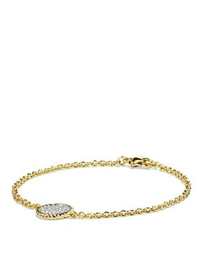 Shop David Yurman Cable Collectibles Pave Charm Bracelet With Diamonds In Gold In Gold/white