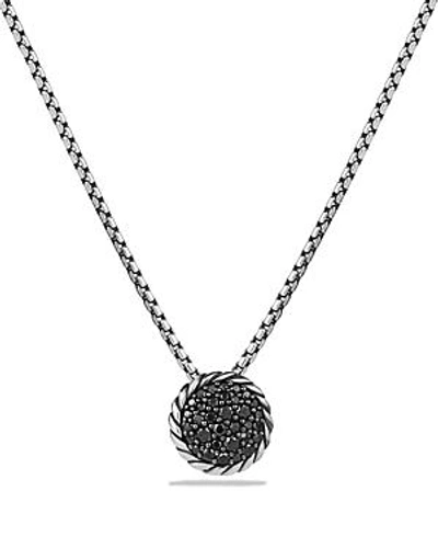 Shop David Yurman Chatelaine Pave Pendant Necklace With Black Diamonds In Silver/black