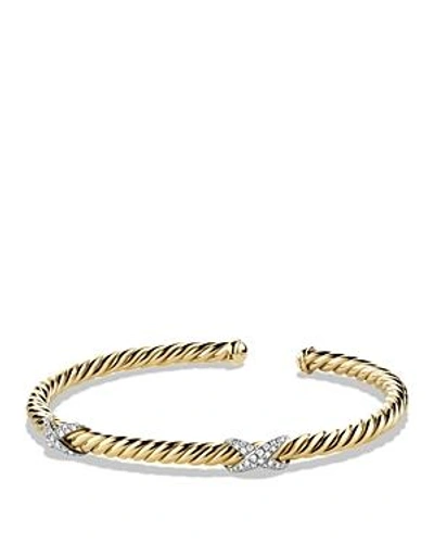 Shop David Yurman X Bracelet With Diamonds In 18k Gold In Gold/white