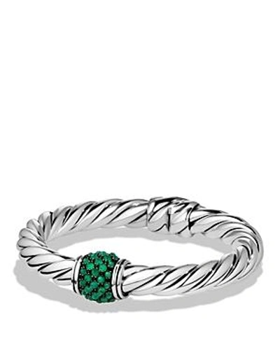Shop David Yurman Osetra Bracelet With Green Onyx In Green/silver