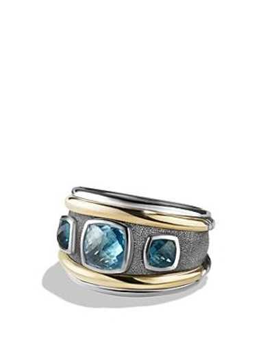 Shop David Yurman Renaissance Ring With Blue Topaz, Hampton Blue Topaz And 14k Yellow Gold In Blue/gold
