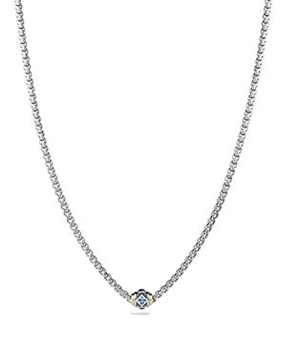 Shop David Yurman Renaissance Necklace With Blue Topaz, Lapiz Lazuli And 18k Gold In Blue/silver