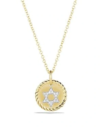 Shop David Yurman Cable Collectibles Star Of David Necklace With Diamonds In 18k Gold