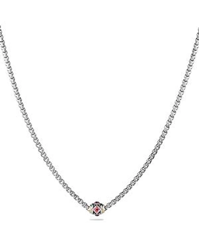 Shop David Yurman Renaissance Necklace With Pink Tourmaline, Rhodalite Garnet And 18k Gold In Multi/silver