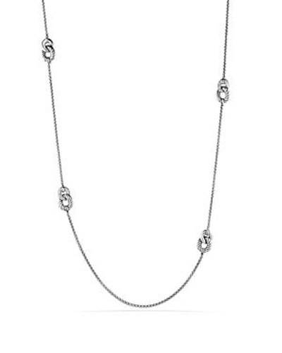 Shop David Yurman Belmont Necklace With Diamonds In Silver