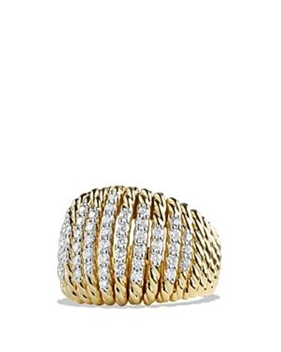 Shop David Yurman Tempo Ring With Diamonds In 18k Gold