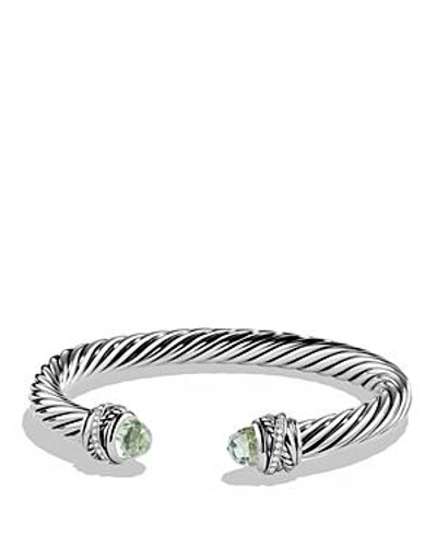 Shop David Yurman Crossover Bracelet With Diamonds And Prasiolite In Silver In Grey/silver