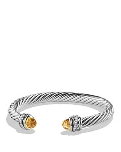 Shop David Yurman Crossover Bracelet With Diamonds And Citrine In Silver In Yellow/silver