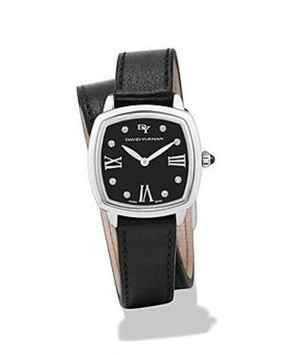 Shop David Yurman Albion Leather Watch, 27mm In Black/silver