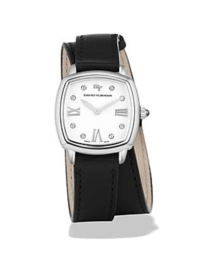 Shop David Yurman Albion Leather Watch, 27mm In White/black