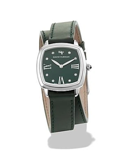 Shop David Yurman Albion Leather Swiss Quartz Watch, 27mm In Green/silver