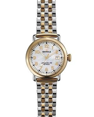Shop Shinola The Runwell Two Tone Mother Of Pearl Dial Watch, 36mm