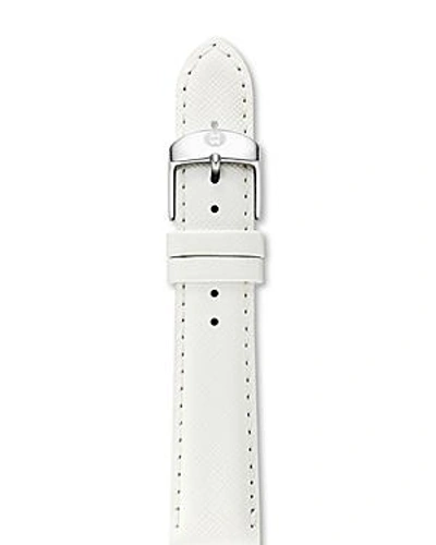 Shop Michele Saffiano Leather Watch Strap, 18mm In White