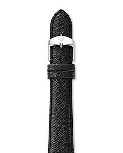 Shop Michele Saffiano Leather Watch Strap, 16mm In Black